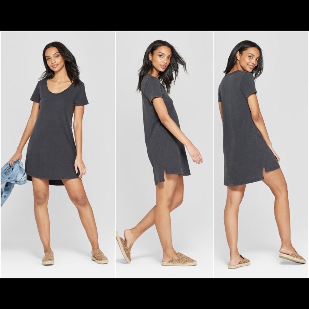 Universal Thread Short Sleeve T-Shirt Dress - Grey